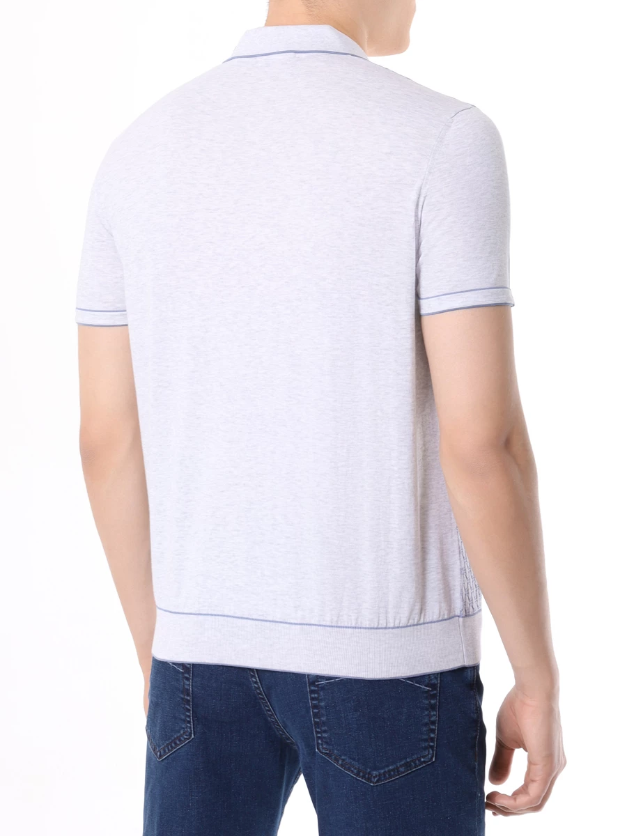 Поло хлопковое BERTOLO LUXURY MENSWEAR 902200/002054/0300 Серый  Фото 3
