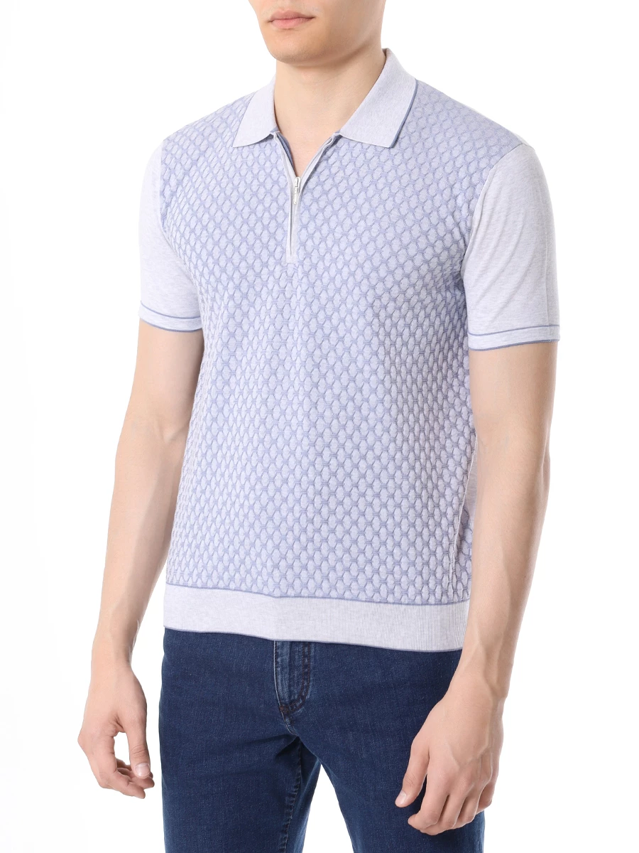 Поло хлопковое BERTOLO LUXURY MENSWEAR 902200/002054/0300 Серый  Фото 4