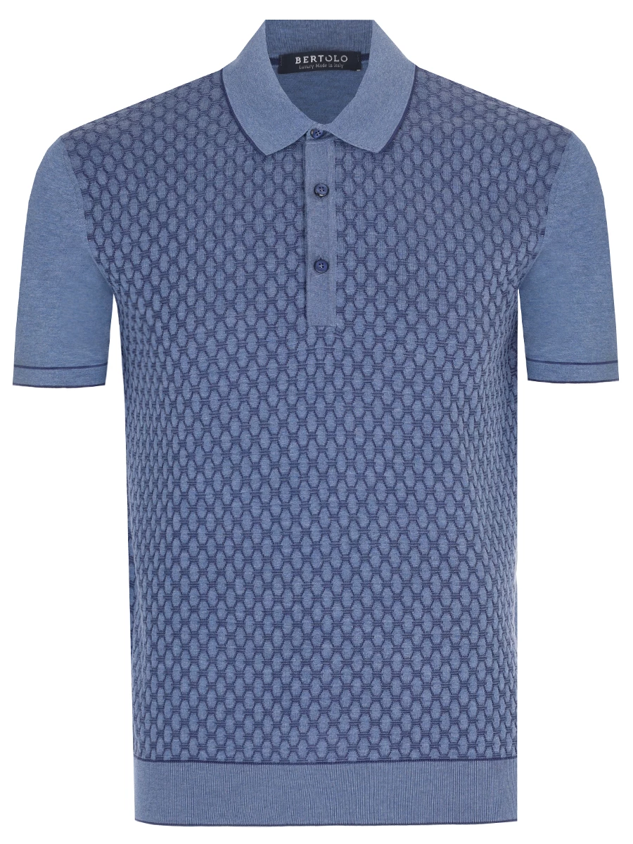 Поло хлопковое BERTOLO LUXURY MENSWEAR 902205/002054/381 Синий 