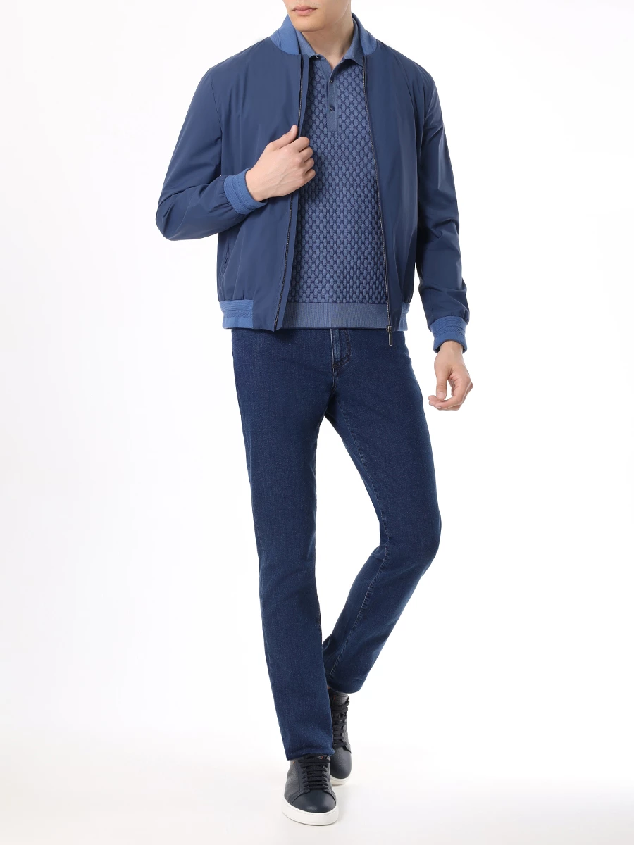 Поло хлопковое BERTOLO LUXURY MENSWEAR 902205/002054/381 Синий  Фото 2