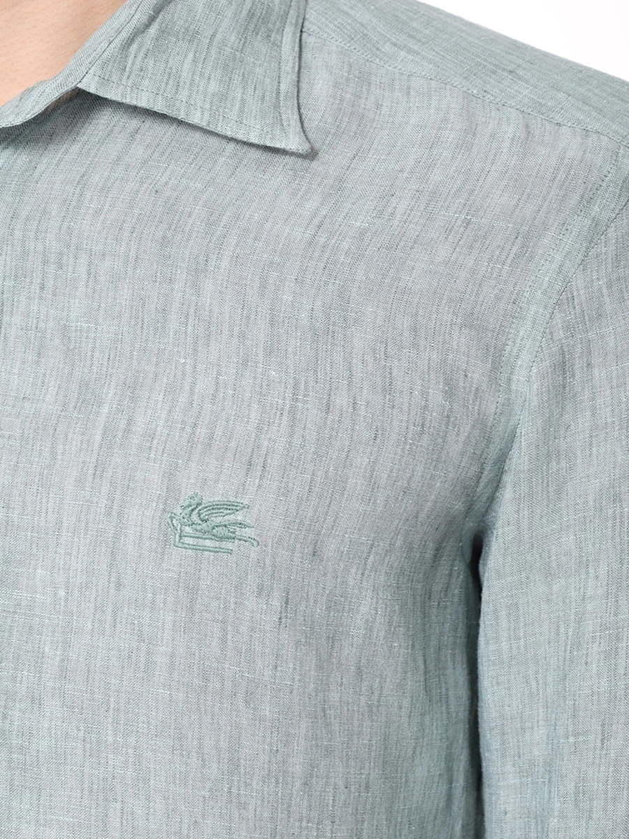 Рубашка Slim Fit льняная ETRO MRIB0002 99TU3D6 V8617, размер 44, цвет зеленый - фото 5