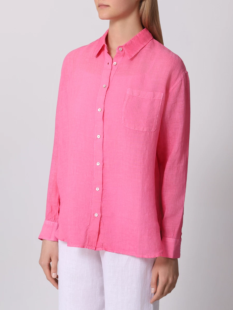Рубашка льняная 120% LINO 31ALIW19GE-B317-S S00086, размер 50, цвет розовый - фото 4