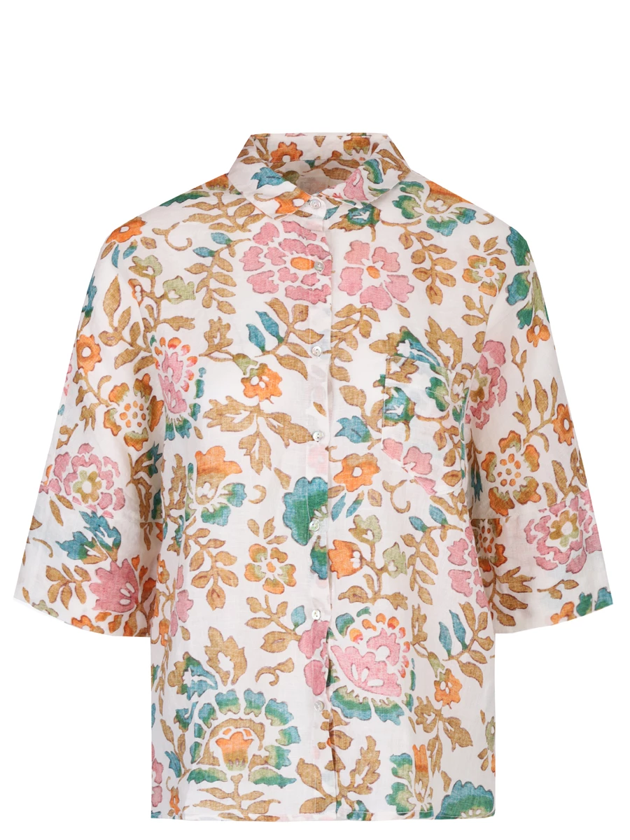 Рубашка льняная 120% LINO 31ALIW1286-G230-S 100001, размер 42, цвет цветочный принт