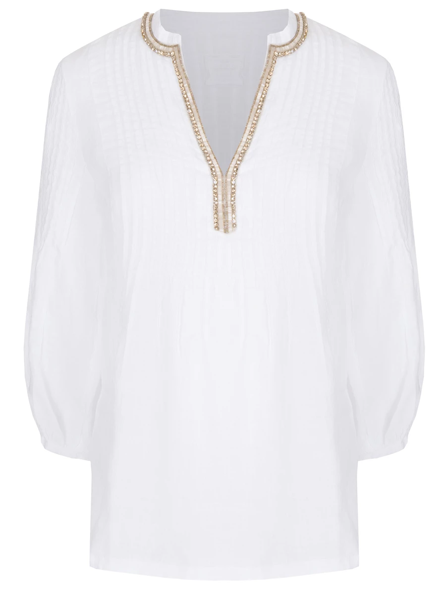 Блуза льняная 120% LINO 31ALIW1388-B317-0-02 000050, размер 44, цвет белый - фото 1
