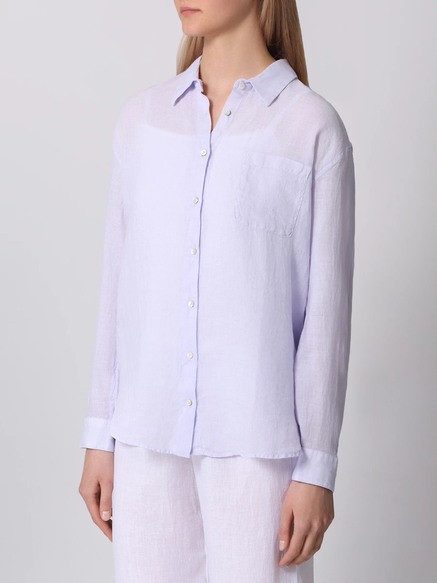 Рубашка льняная 120% LINO 31ALIW19GE-B317-0 000082 Сиреневый  Фото 4