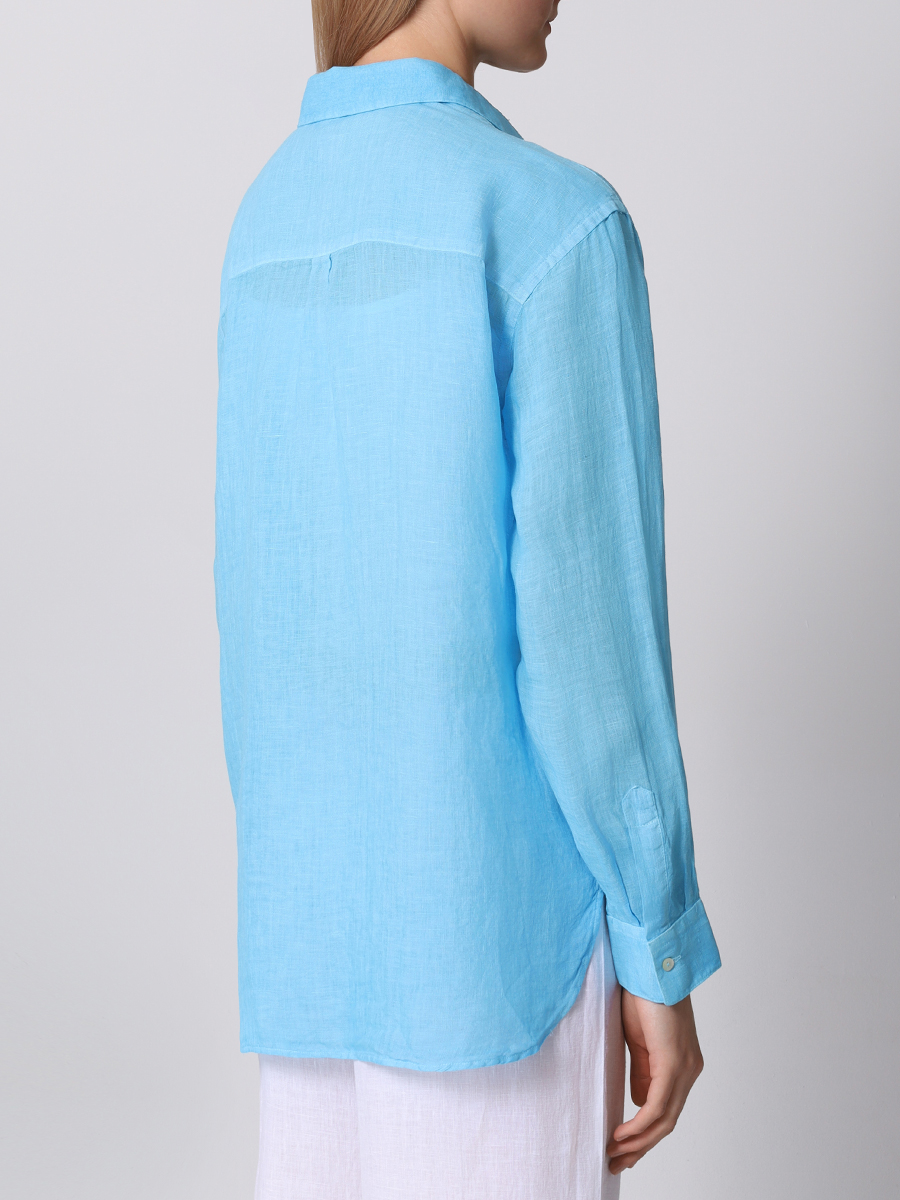 Рубашка льняная 120% LINO 31ALIW19GE-B317-S S00201, размер 42, цвет голубой - фото 4