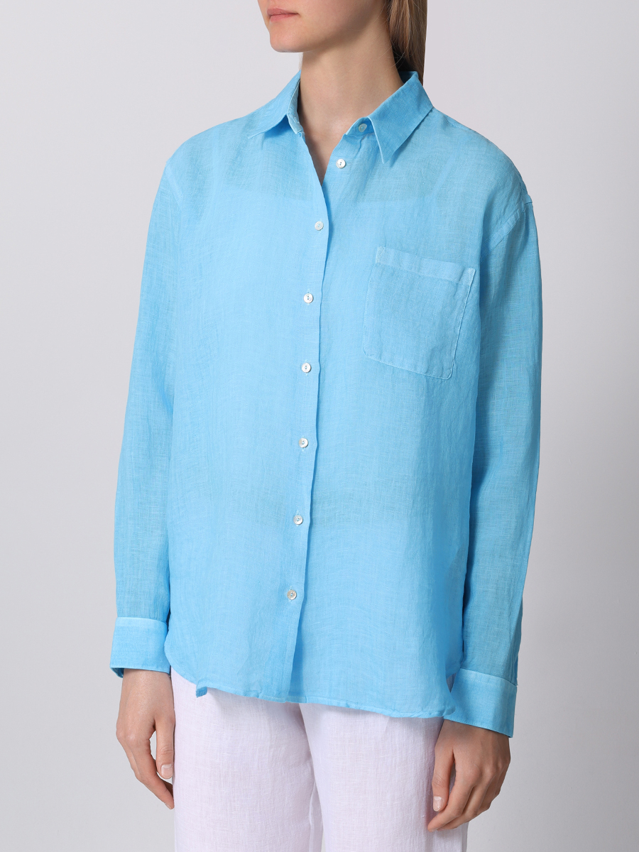 Рубашка льняная 120% LINO 31ALIW19GE-B317-S S00201, размер 42, цвет голубой - фото 5