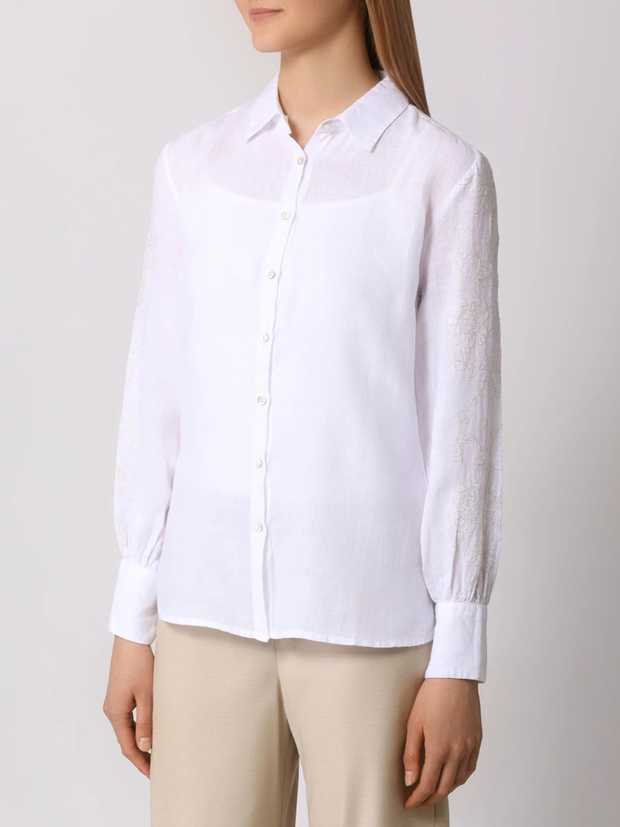 Рубашка льняная 120% LINO 31ALIW19Q1-B317-0 000050, размер 42, цвет белый - фото 4