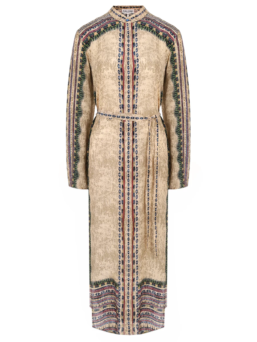 Платье шелковое SALONI 1181-2002, размер 48, цвет бежевый