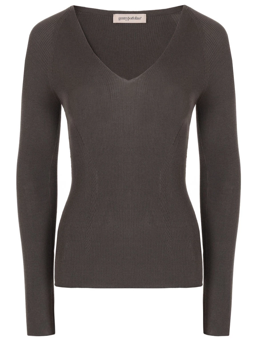 Пуловер из шелка и хлопка GENTRYPORTOFINO D627KY G2213, размер 44, цвет коричневый - фото 1