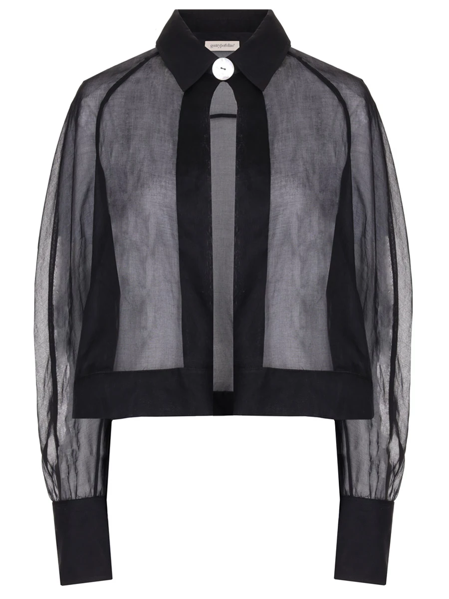 Блуза хлопковая GENTRYPORTOFINO D725OZ G0009, размер 50, цвет черный