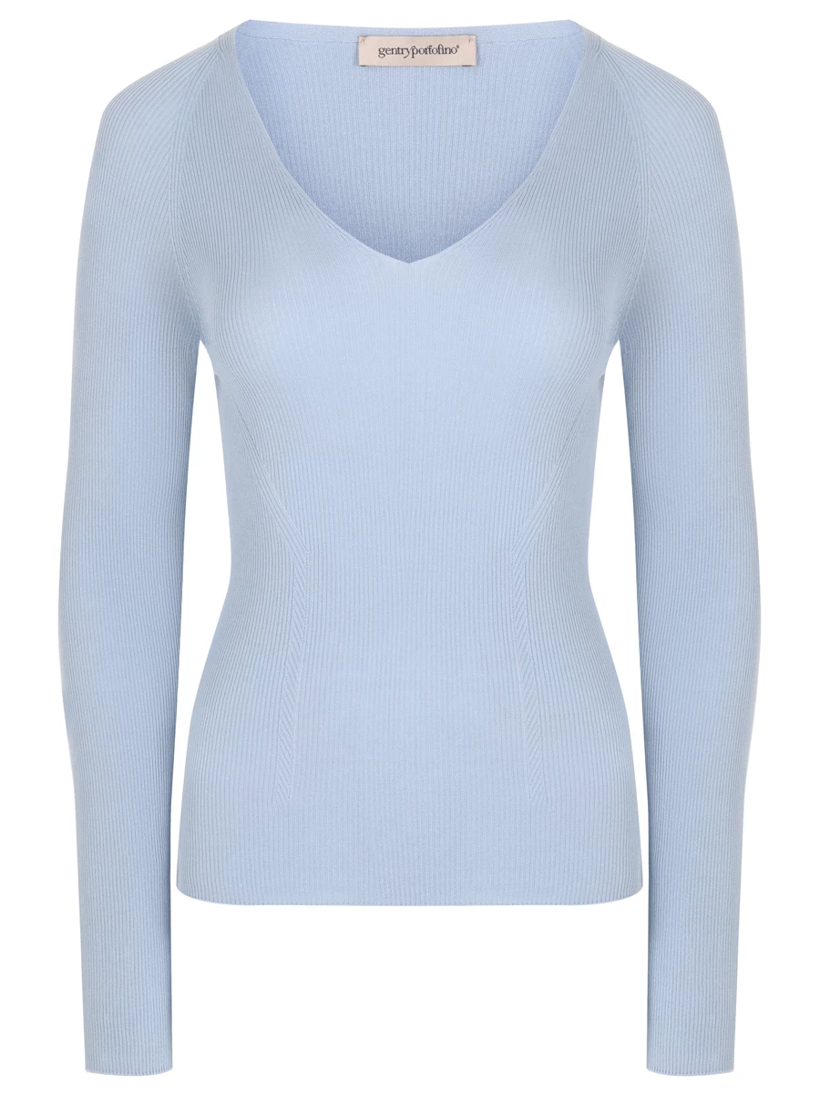 Пуловер из шелка и хлопка GENTRYPORTOFINO D627KY G6667, размер 44, цвет голубой - фото 1
