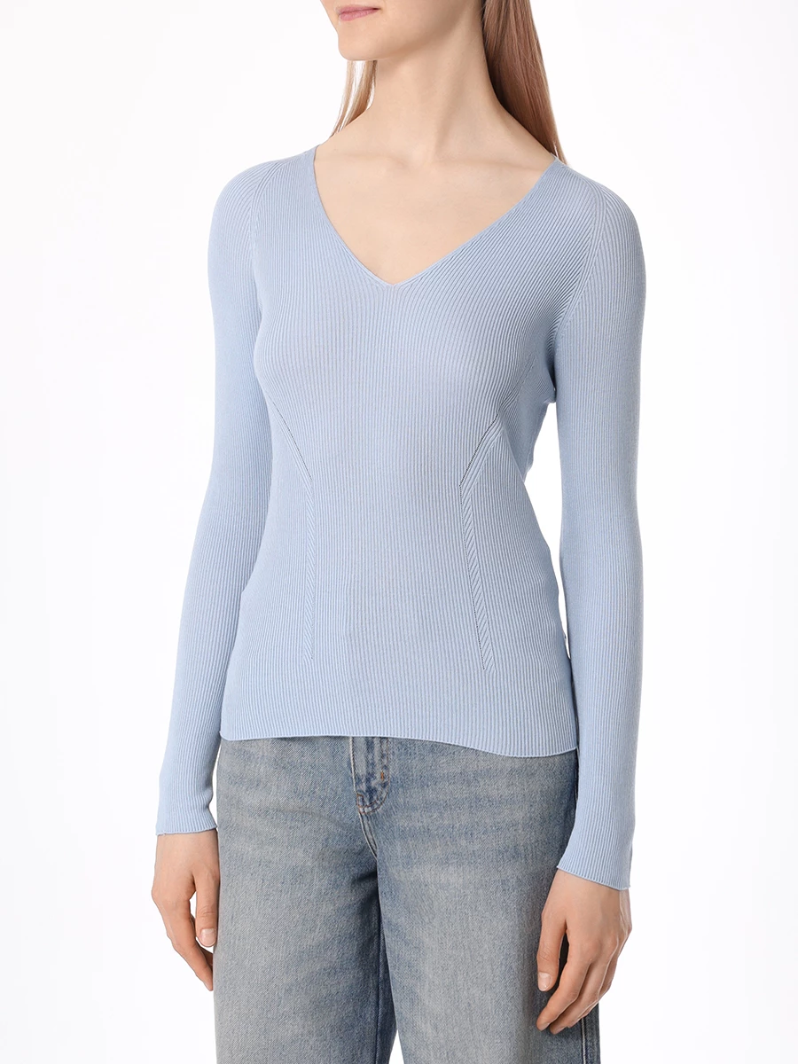 Пуловер из шелка и хлопка GENTRYPORTOFINO D627KY G6667, размер 44, цвет голубой - фото 4