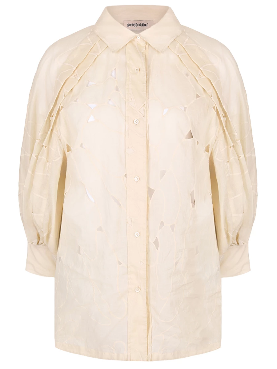 Блуза хлопковая GENTRYPORTOFINO D211DE G0056, размер 46, цвет кремовый