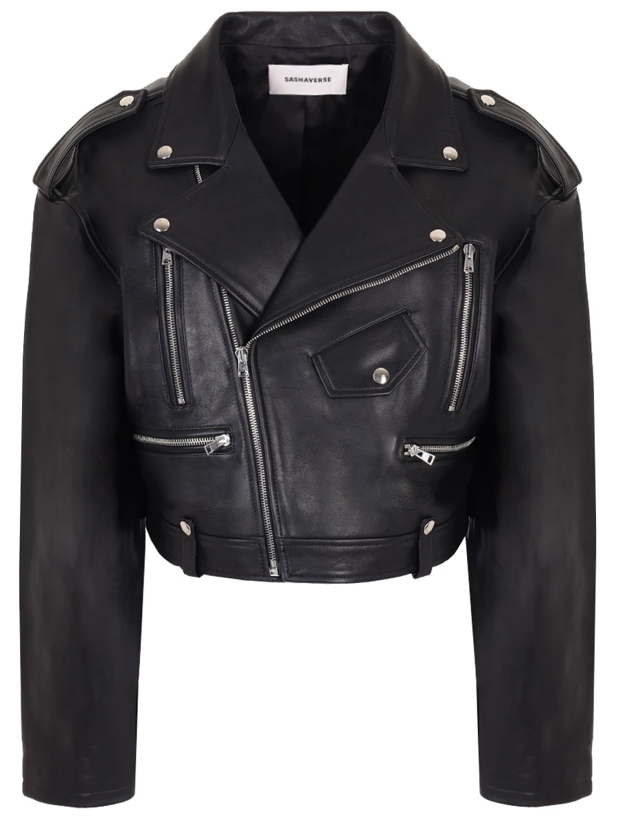 Куртка-косуха кожаная SASHAVERSE CLT001/Leather.900/SS24, размер 44, цвет черный