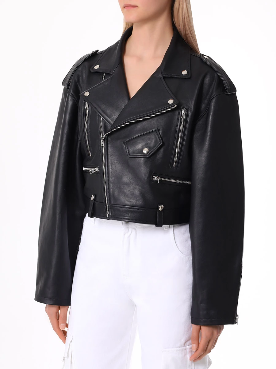 Куртка-косуха кожаная SASHAVERSE CLT001/Leather.900/SS24 Черный  Фото 4