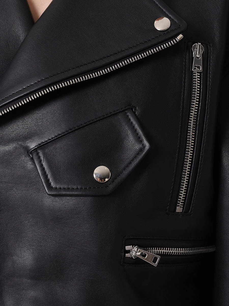Куртка-косуха кожаная SASHAVERSE CLT001/Leather.900/SS24 Черный  Фото 5