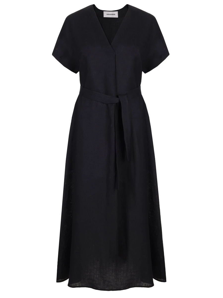 Платье льняное SASHAVERSE D151/Linen/9101.900/SS24, размер 46, цвет черный
