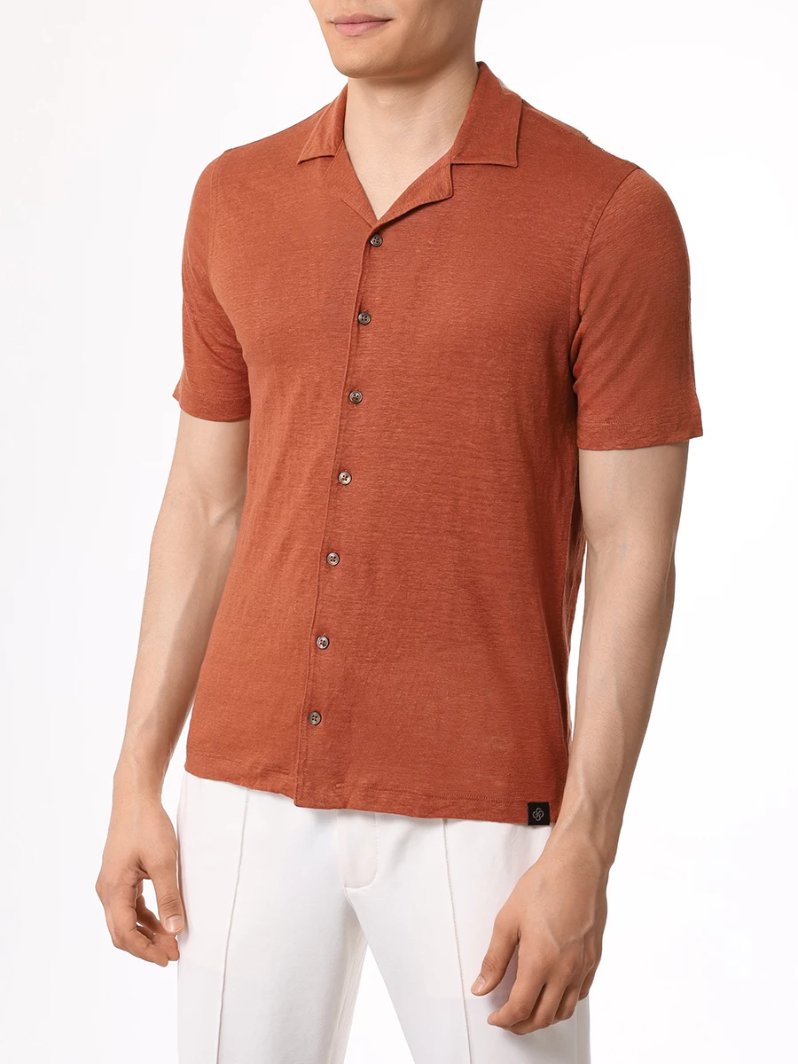 Рубашка льняная GRAN  SASSO 60199/96800/161, размер 48, цвет оранжевый 60199/96800/161 - фото 4