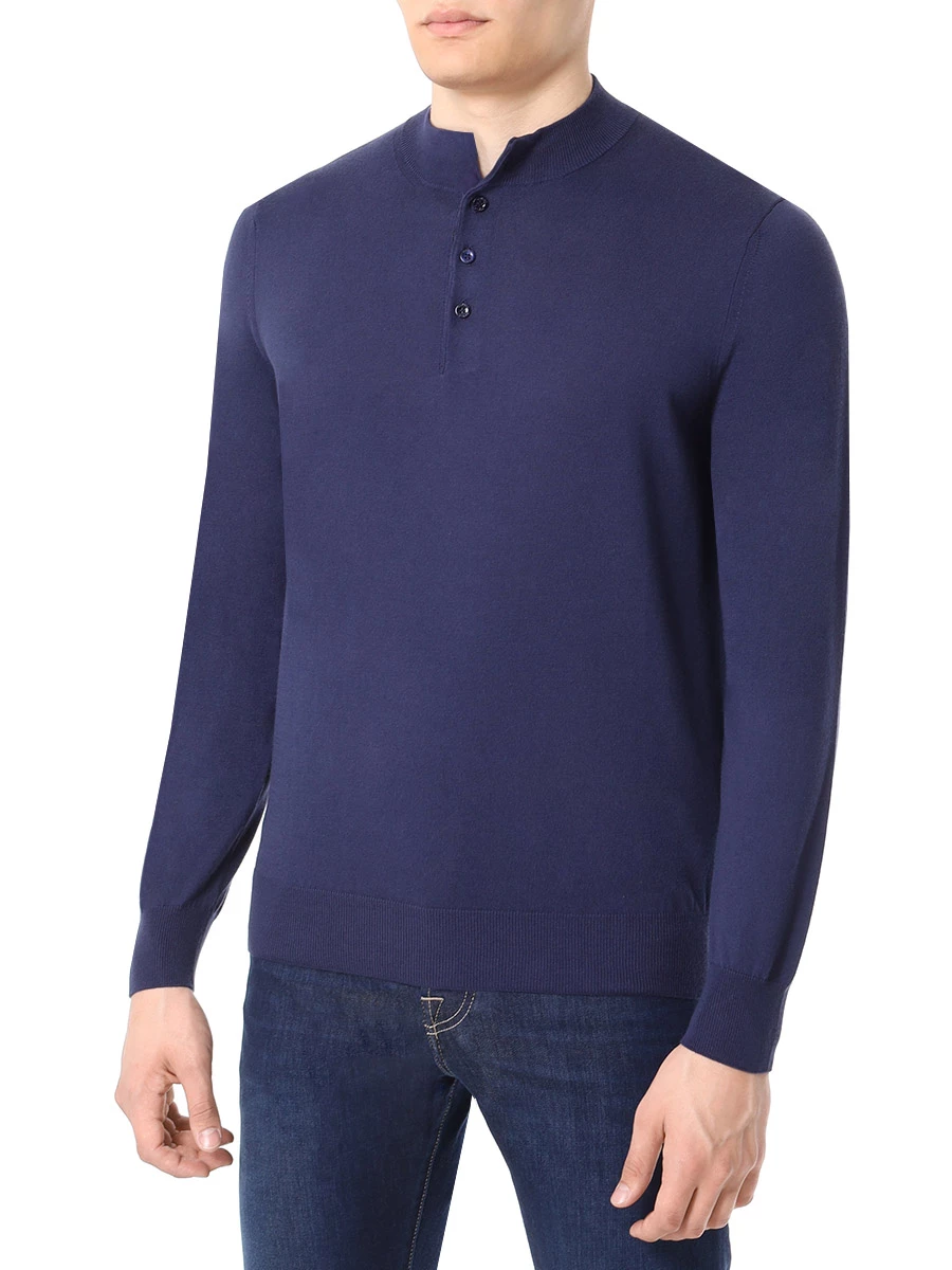 Джемпер из хлопка и модала CANALI MK02054/300/С1000 Синий  Фото 4