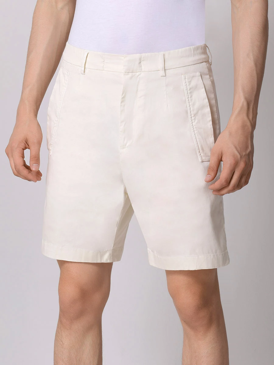Шорты Regular Fit из лиоцелла CANALI PT01355/005/95601/R Кремовый  Фото 4