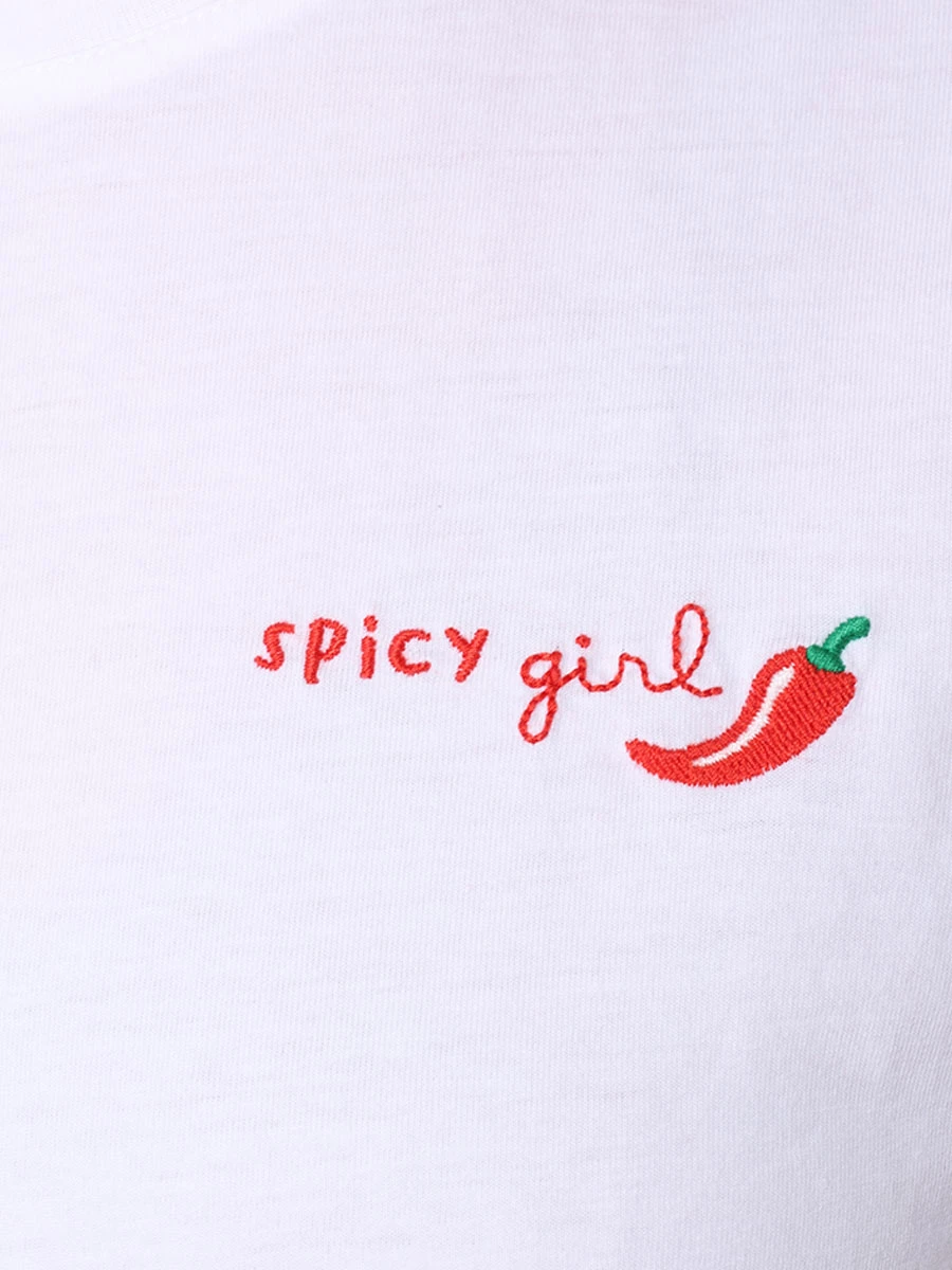 

Футболка хлопковая, Белый, EMILIE - SPICY GIRL 01 EMB