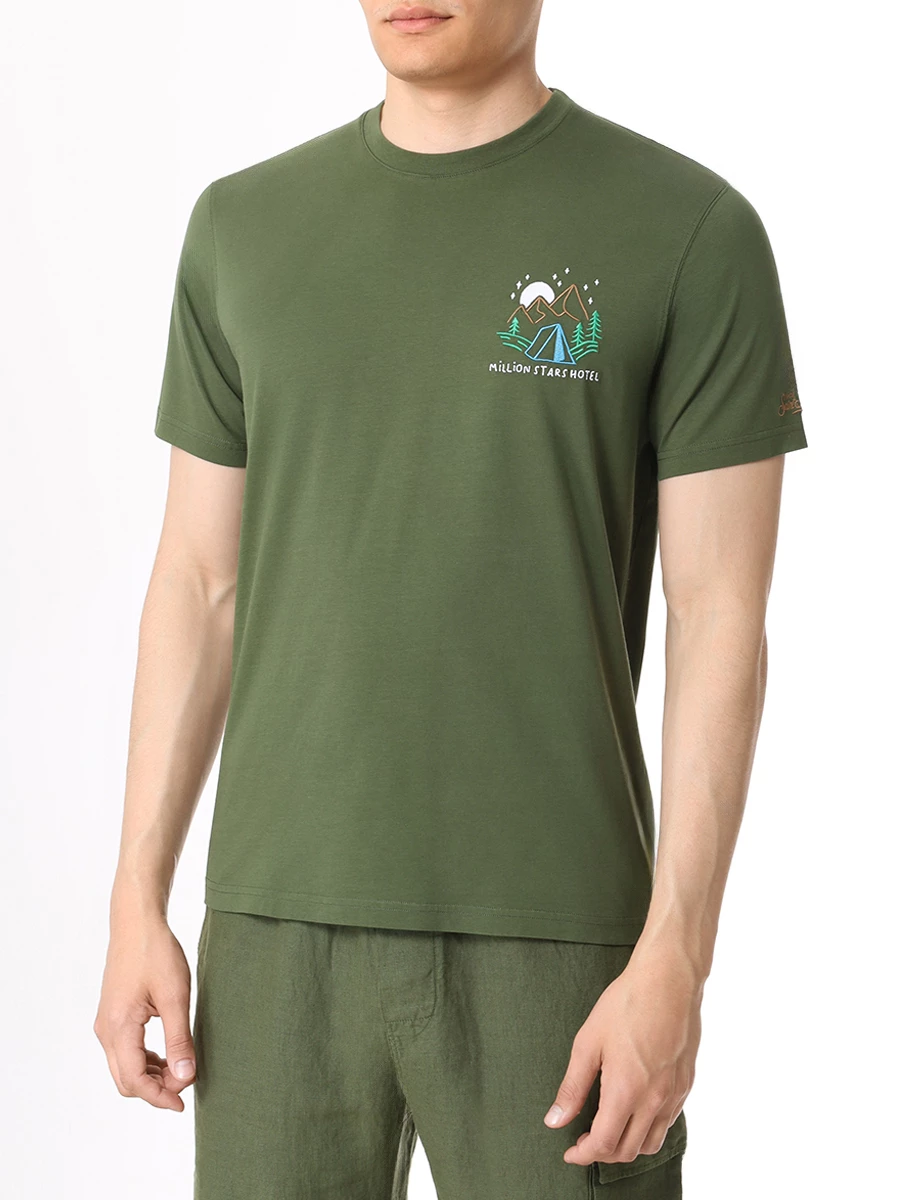 Футболка хлопковая MC2 SAINT BARTH TSHIRT MAN - MILLION STARS 52 EMB Зеленый  Фото 4