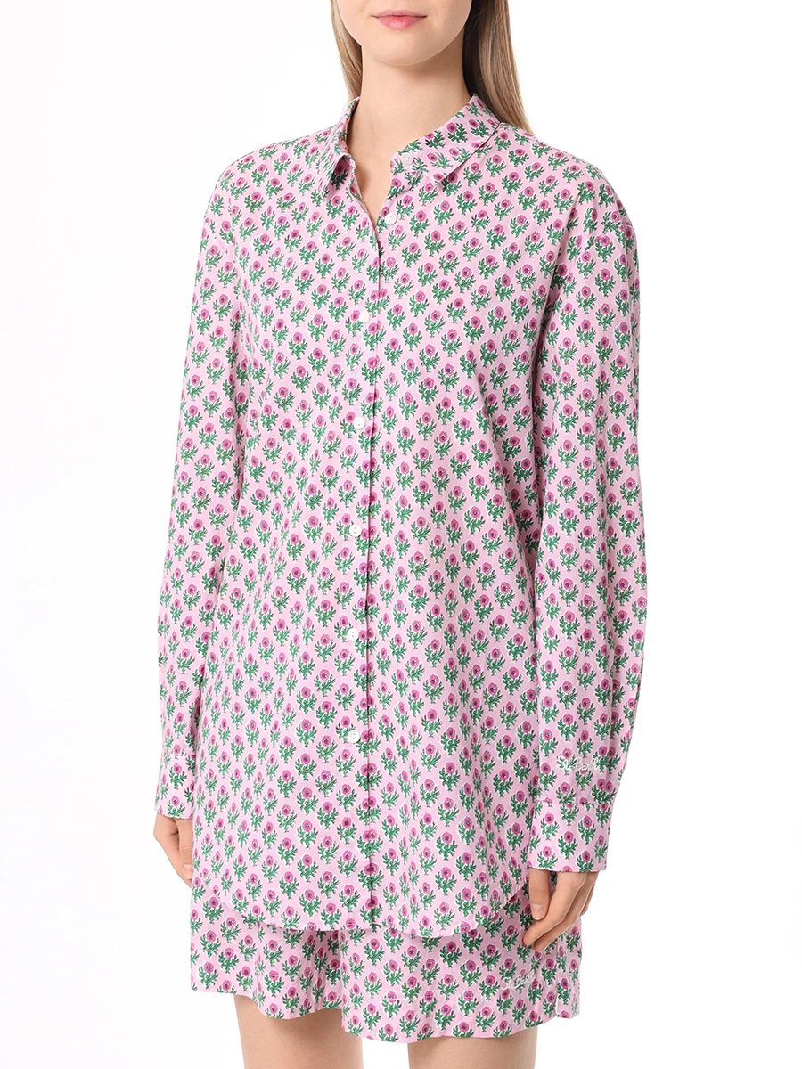 Рубашка хлопковая MC2 SAINT BARTH BRIGITTE - COTTON RADICAL FLOWERS 21, размер 42, цвет розовый - фото 4