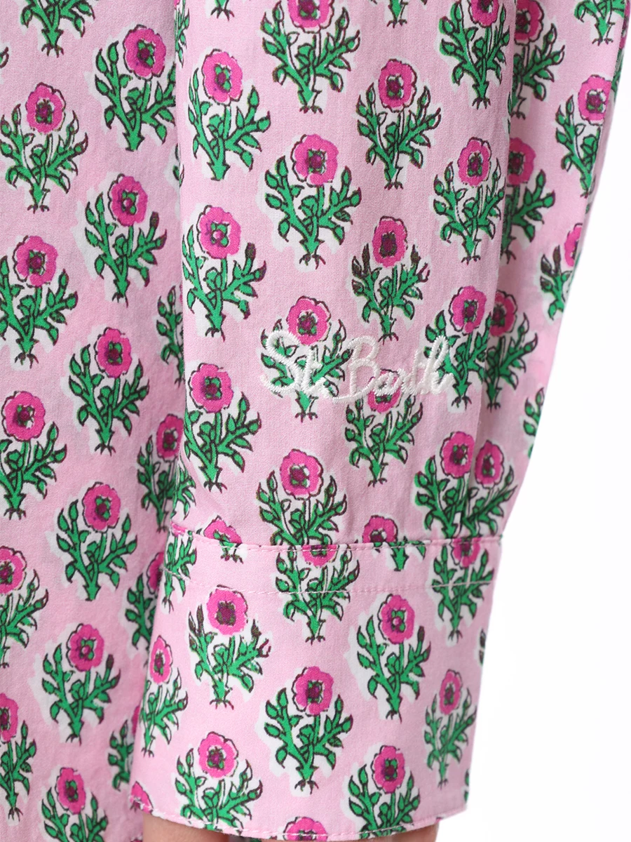 Рубашка хлопковая MC2 SAINT BARTH BRIGITTE - COTTON RADICAL FLOWERS 21, размер 42, цвет розовый - фото 6