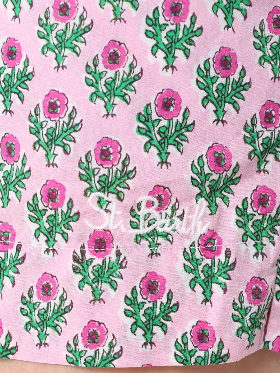 Шорты хлопковые MC2 SAINT BARTH MEAVE - COTTON RADICAL FLOWERS 21, размер 42, цвет розовый - фото 6