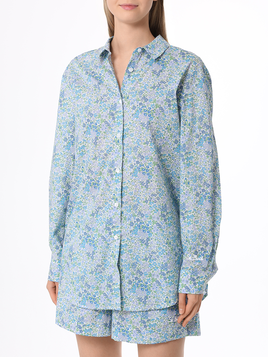 Рубашка хлопковая MC2 SAINT BARTH BRIGITTE - COTTON JOANNA LUISE 32, размер 44, цвет цветочный принт - фото 4