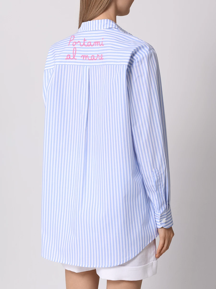 

Рубашка хлопковая, Голубой, BRIGITTE - COTTON STRIPES V 31 EMB
