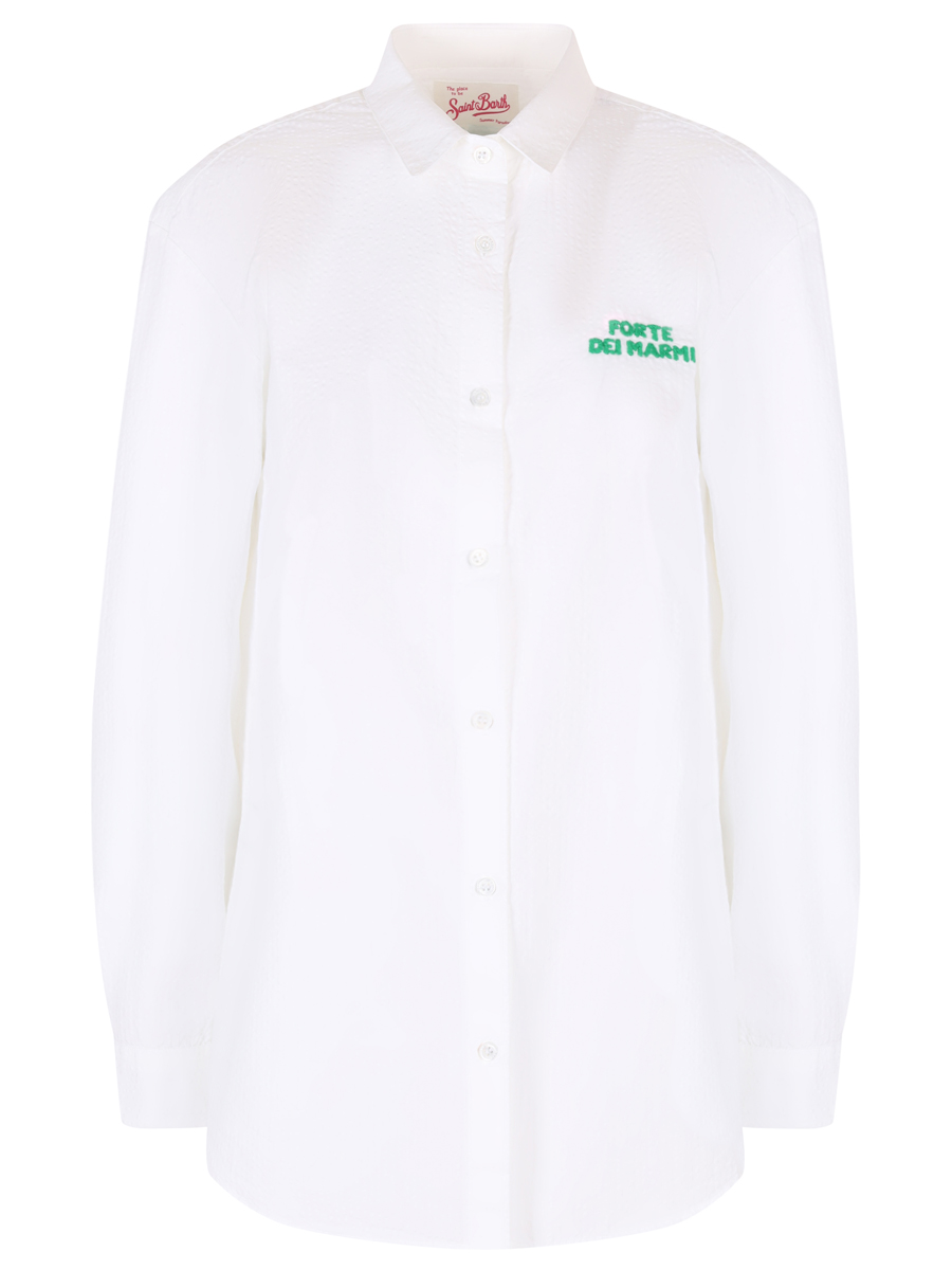 Рубашка хлопковая MC2 SAINT BARTH BRIGITTE EMBRY - FORTE SEERSUCKER LIN 01 EMB, размер 42, цвет белый