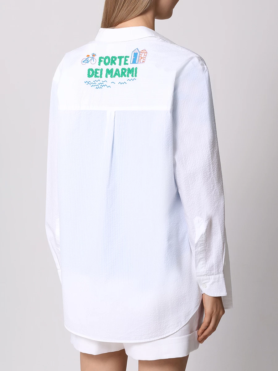 Рубашка хлопковая MC2 SAINT BARTH BRIGITTE EMBRY - FORTE SEERSUCKER LIN 01 EMB, размер 42, цвет белый - фото 3