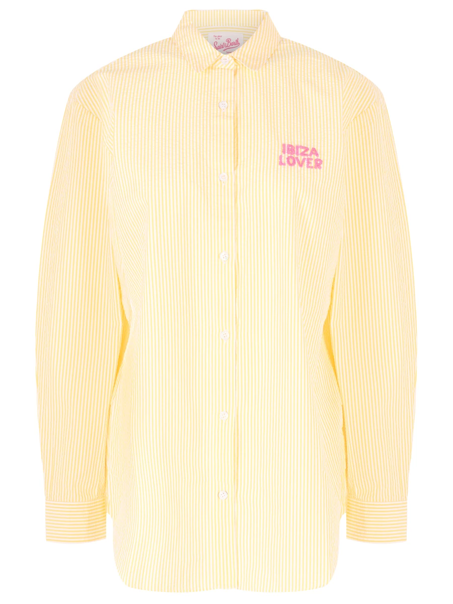 Рубашка хлопковая MC2 SAINT BARTH BRIGITTE EMBRY - IBIZA LOVER SEERSUCKER LIN 92 EMB, размер 42, цвет желтый