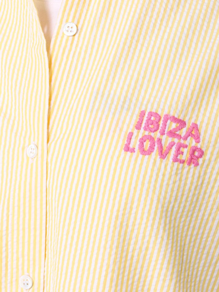 Рубашка хлопковая MC2 SAINT BARTH BRIGITTE EMBRY - IBIZA LOVER SEERSUCKER LIN 92 EMB, размер 42, цвет желтый - фото 6
