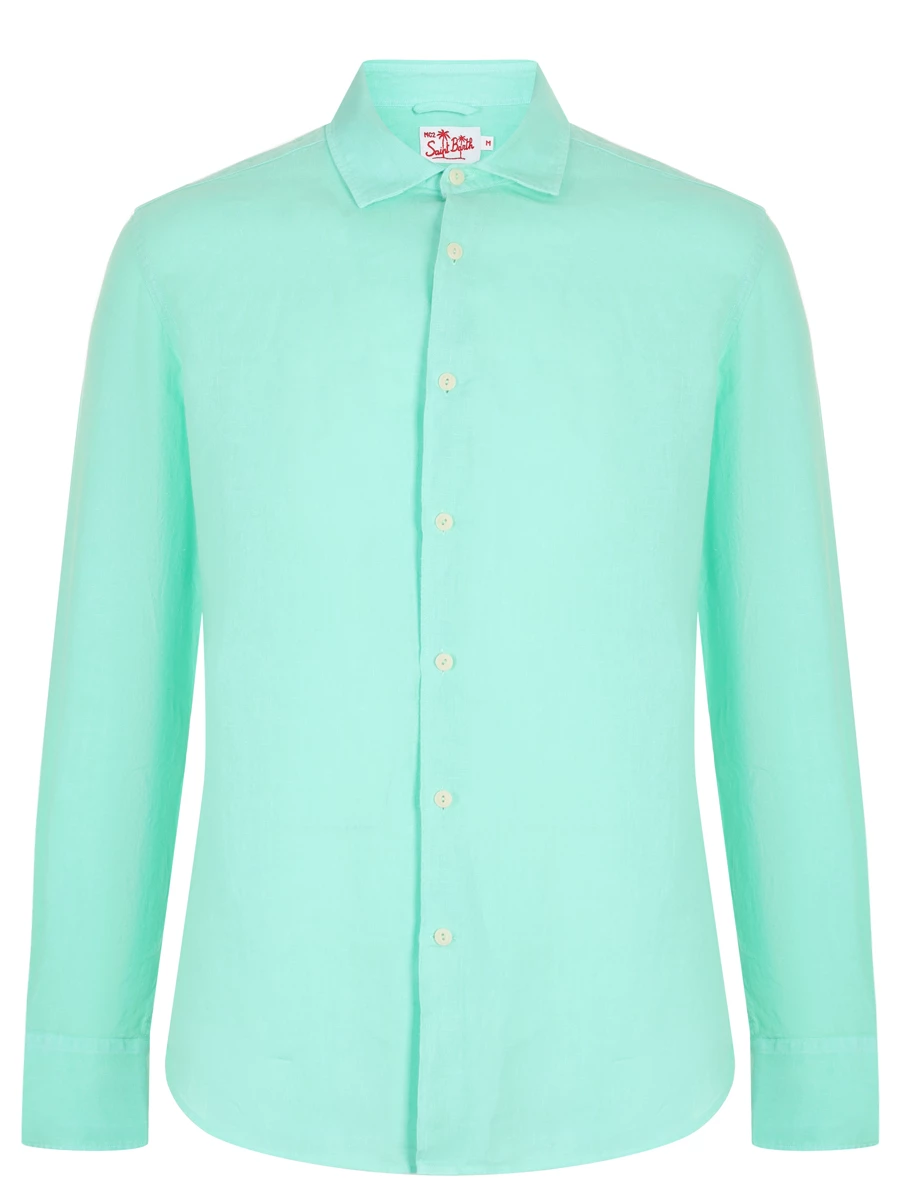 Рубашка Slim Fit льняная MC2 SAINT BARTH PAMPLONA - LINEN 55 MINT, размер 50, цвет зеленый - фото 2