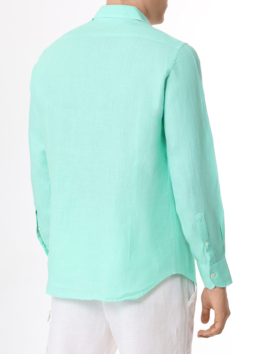 Рубашка Slim Fit льняная MC2 SAINT BARTH PAMPLONA - LINEN 55 MINT, размер 50, цвет зеленый - фото 4