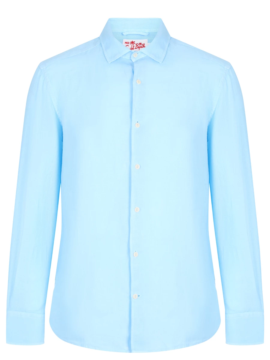 Рубашка Slim Fit льняная MC2 SAINT BARTH PAMPLONA - LINEN 31F LIGHT BLUE, размер 54, цвет голубой - фото 1