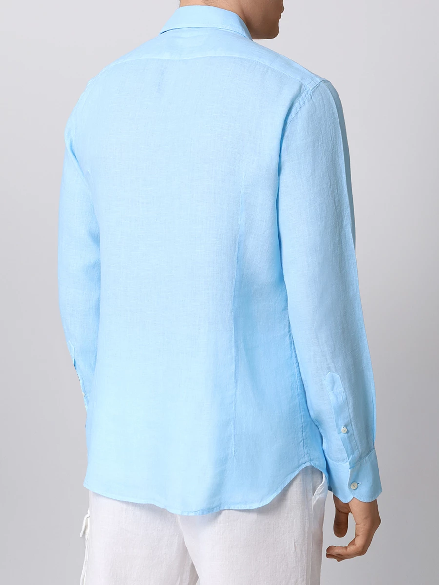 Рубашка Slim Fit льняная MC2 SAINT BARTH PAMPLONA - LINEN 31F LIGHT BLUE, размер 54, цвет голубой - фото 3
