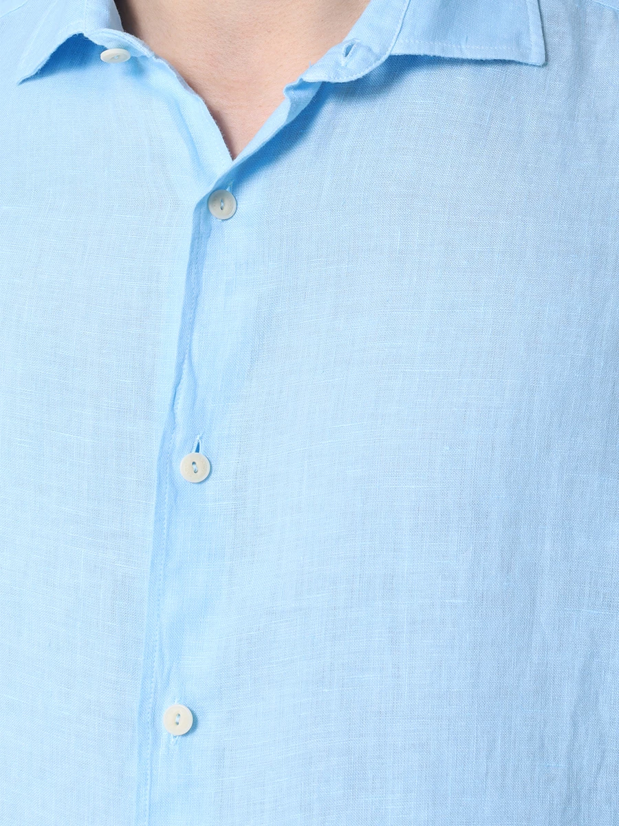 Рубашка Slim Fit льняная MC2 SAINT BARTH PAMPLONA - LINEN 31F LIGHT BLUE, размер 54, цвет голубой - фото 5