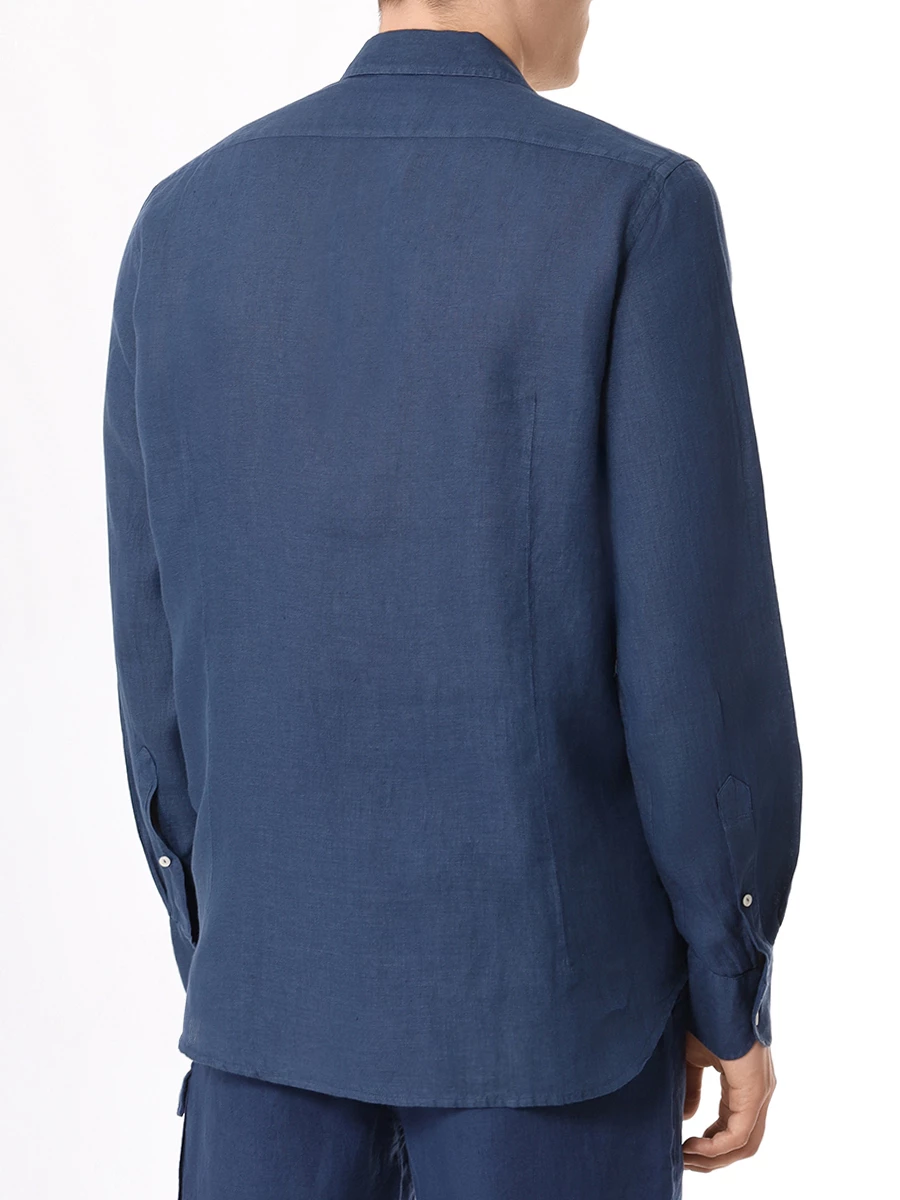 Рубашка Slim Fit льняная MC2 SAINT BARTH PAMPLONA - LINEN 61 BLUE NAVY, размер 48, цвет синий - фото 3
