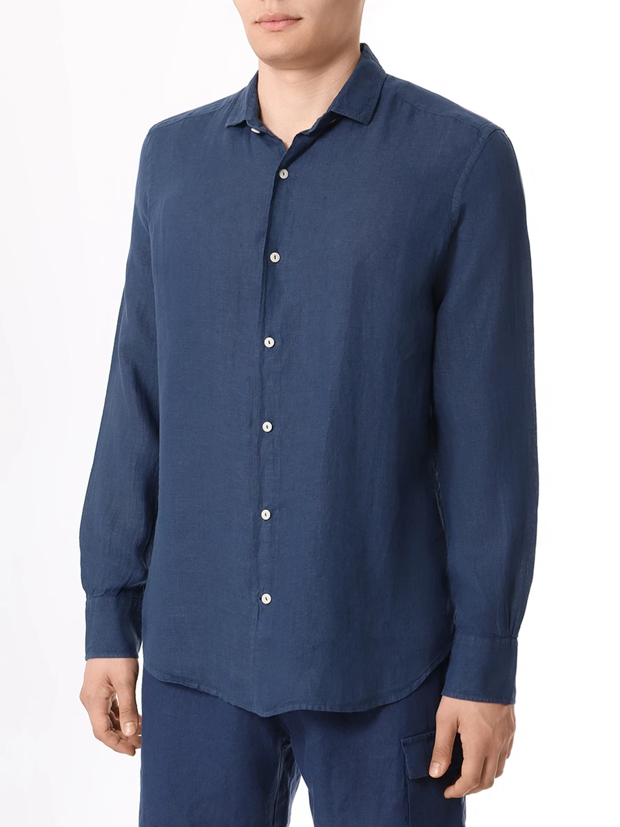 Рубашка Slim Fit льняная MC2 SAINT BARTH PAMPLONA - LINEN 61 BLUE NAVY, размер 48, цвет синий - фото 4