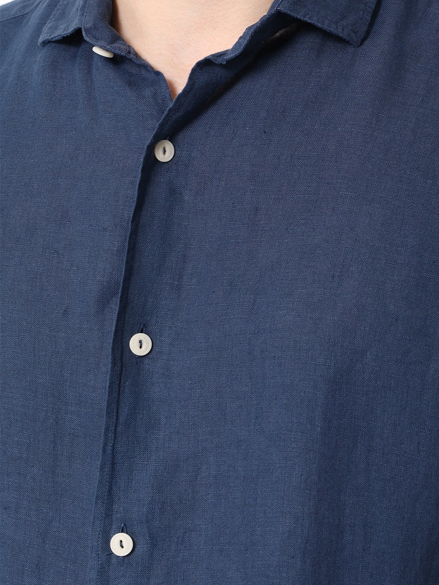 Рубашка Slim Fit льняная MC2 SAINT BARTH PAMPLONA - LINEN 61 BLUE NAVY, размер 48, цвет синий - фото 5