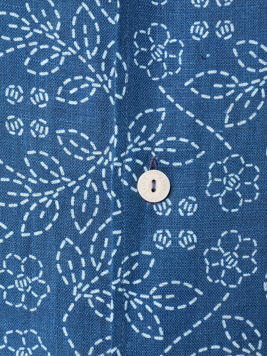 Рубашка Slim Fit льняная MC2 SAINT BARTH PAMPLONA - LINEN SASHIKO 61, размер 52, цвет принт - фото 7