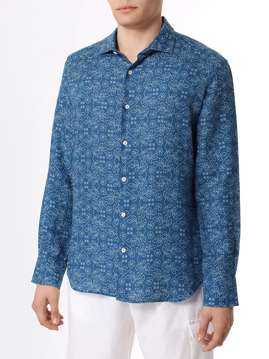 Рубашка Slim Fit льняная MC2 SAINT BARTH PAMPLONA - LINEN SASHIKO 61, размер 52, цвет принт - фото 5