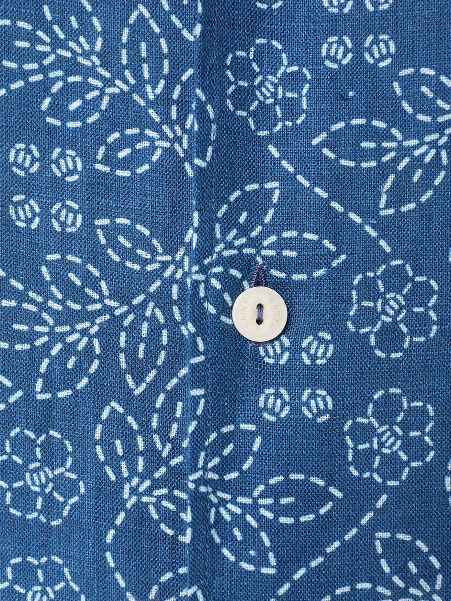 Рубашка Slim Fit льняная MC2 SAINT BARTH PAMPLONA - LINEN SASHIKO 61, размер 52, цвет принт - фото 8