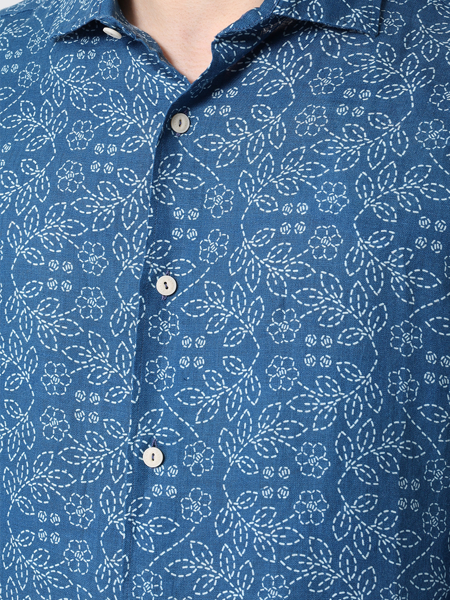 Рубашка Slim Fit льняная MC2 SAINT BARTH PAMPLONA - LINEN SASHIKO 61, размер 52, цвет принт - фото 6