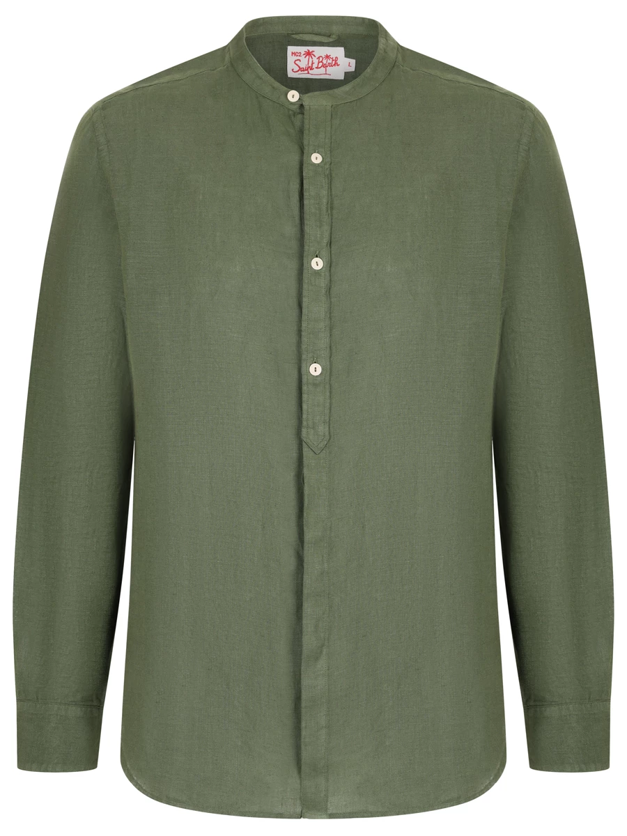 Рубашка льняная MC2 SAINT BARTH NAXOS - LINEN 52 MILITARY, размер 48, цвет зеленый - фото 1
