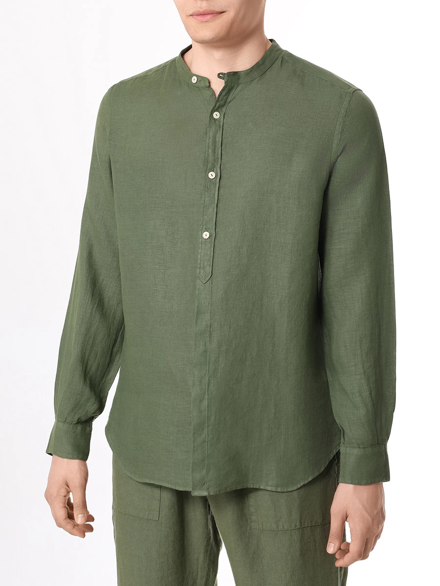Рубашка льняная MC2 SAINT BARTH NAXOS - LINEN 52 MILITARY, размер 48, цвет зеленый - фото 4